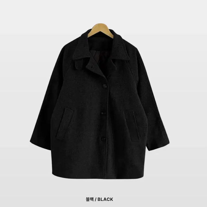 [BUNJANG] Black High Neck Half Coat / 블랙하이넥 카라 하프 코트 free