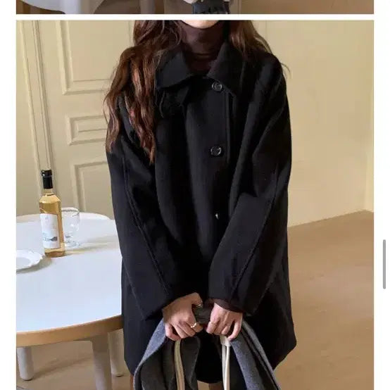 [BUNJANG] Black High Neck Half Coat / 블랙하이넥 카라 하프 코트 free