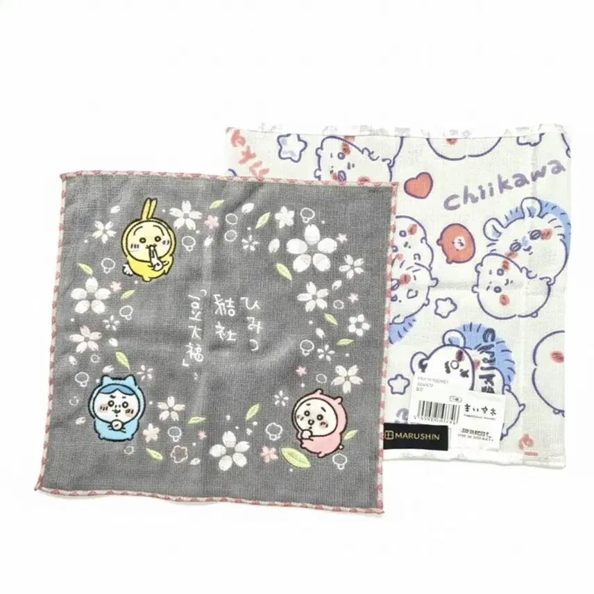 [BUNJANG] Chiikawa Cute Duo Handkerchief / 치이카와 순면 100% 큐트듀오 손수건
