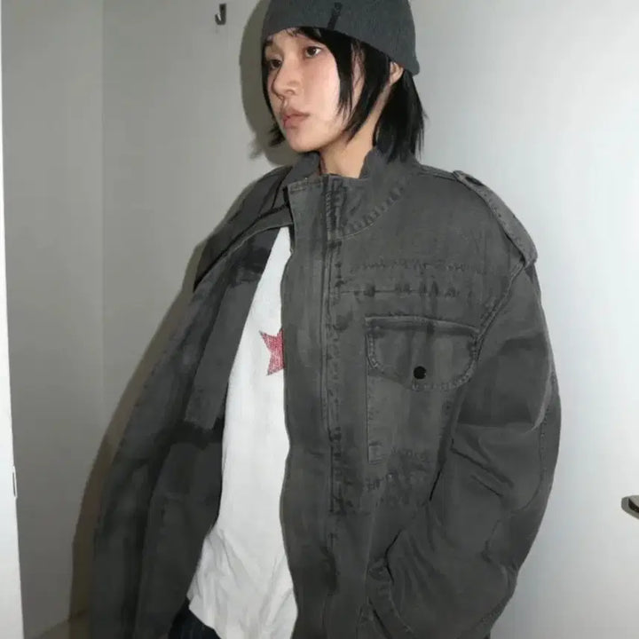 [BUNJANG] Charcoal Half Jacket / [새거] 차콜 하프 자켓