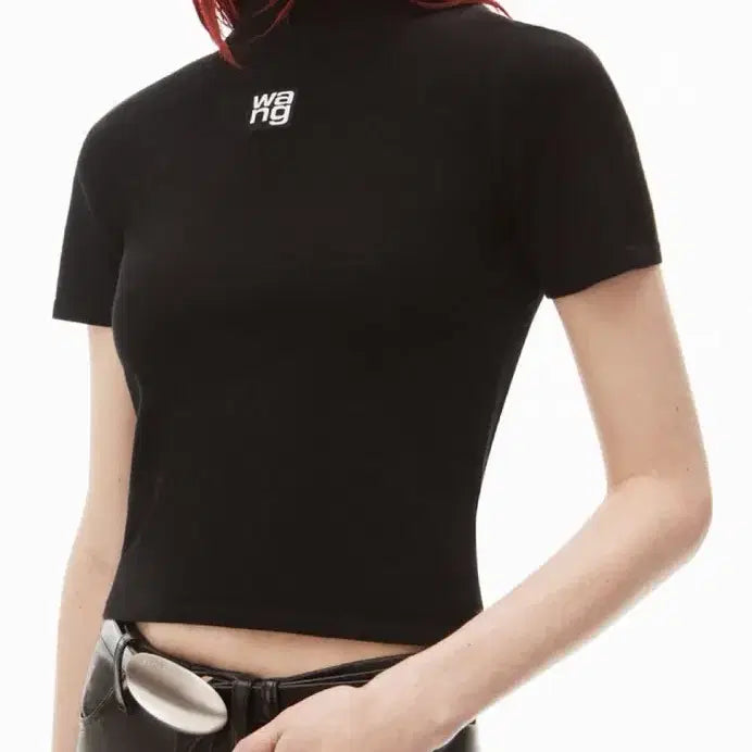 [BUNJANG] Alexander Wang Logo Patch Turtleneck T-shirt / 국문탭) 알렉산더왕 로고 목폴라 티셔스 (새상품 컨디션)