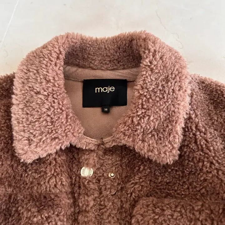 [BUNJANG] Maje Faux Fur Knit Blouson Brown Jacket / 마쥬 페이크퍼 니트 블루종 브라운 자켓