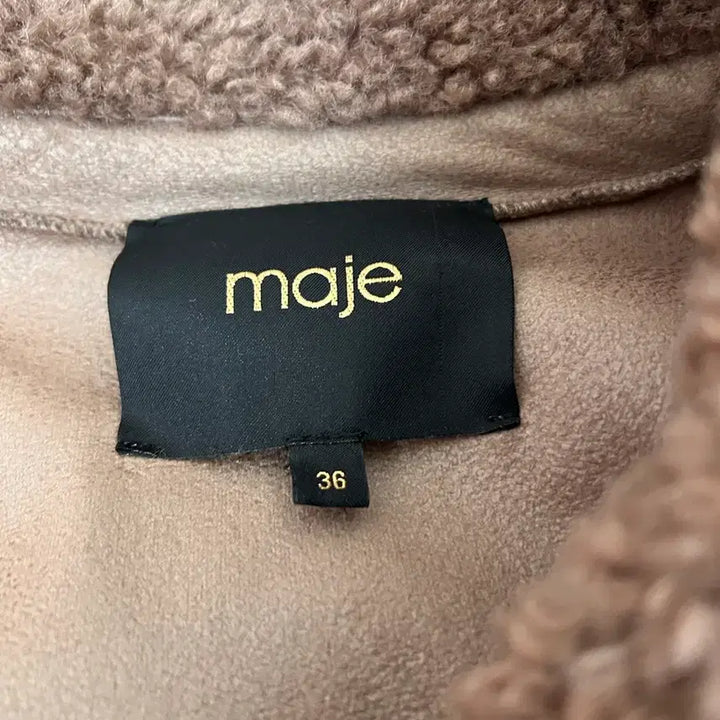 [BUNJANG] Maje Faux Fur Knit Blouson Brown Jacket / 마쥬 페이크퍼 니트 블루종 브라운 자켓