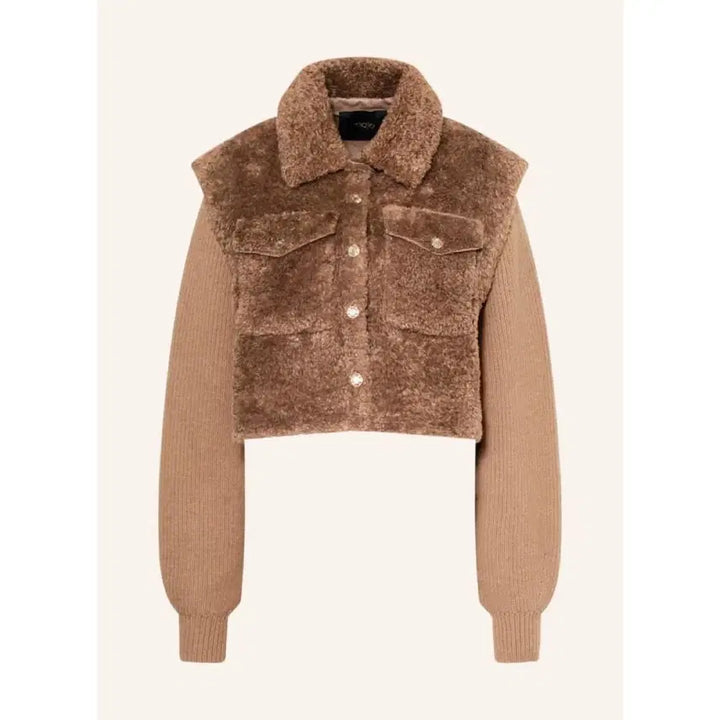[BUNJANG] Maje Faux Fur Knit Blouson Brown Jacket / 마쥬 페이크퍼 니트 블루종 브라운 자켓