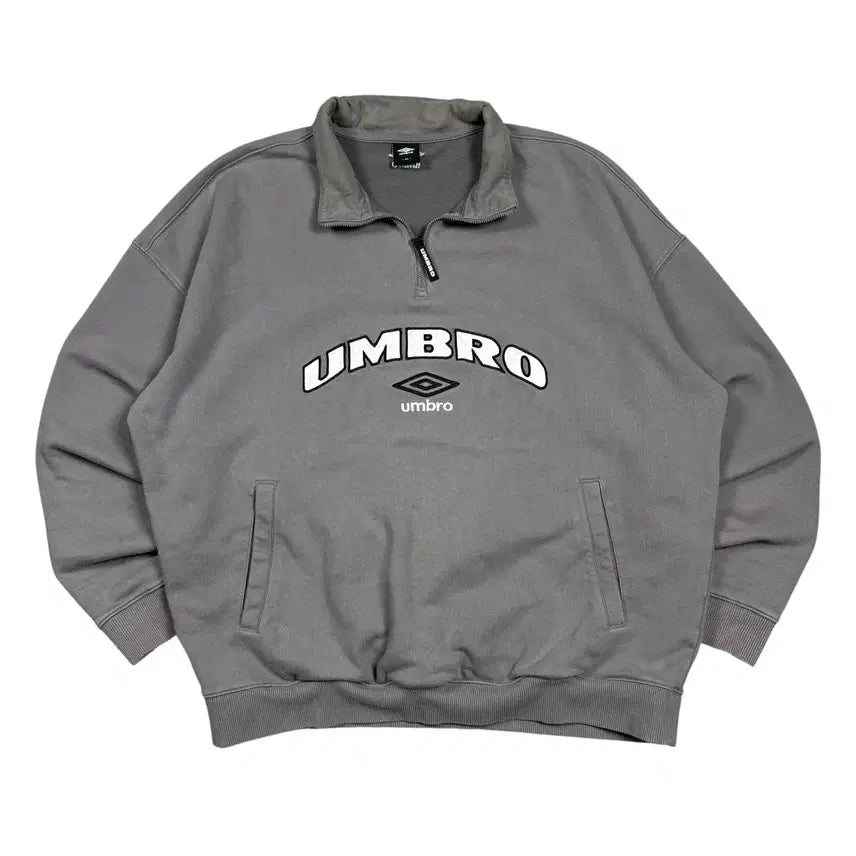 [BUNJANG] Umbro Gray Half-Zip Sweatshirt / 엄브로 그레이컬러 하프집 맨투맨