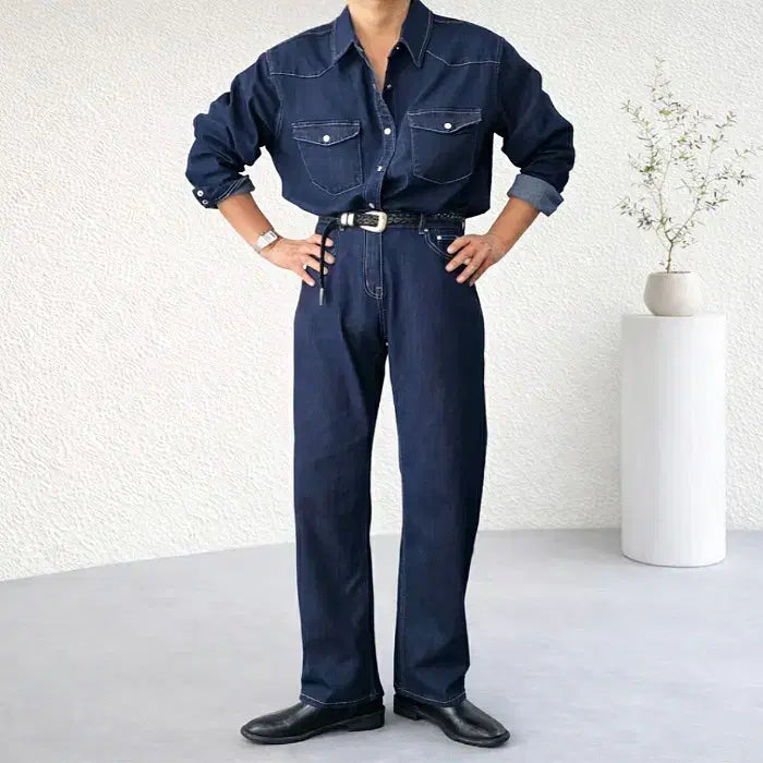 [BUNJANG] 남자 생지 논페이드 웨스턴 데님 셔츠 / 남자 생지 논페이드 웨스턴 데님 셔츠