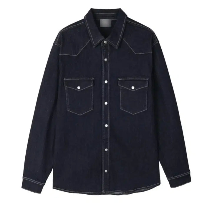 [BUNJANG] 남자 생지 논페이드 웨스턴 데님 셔츠 / 남자 생지 논페이드 웨스턴 데님 셔츠