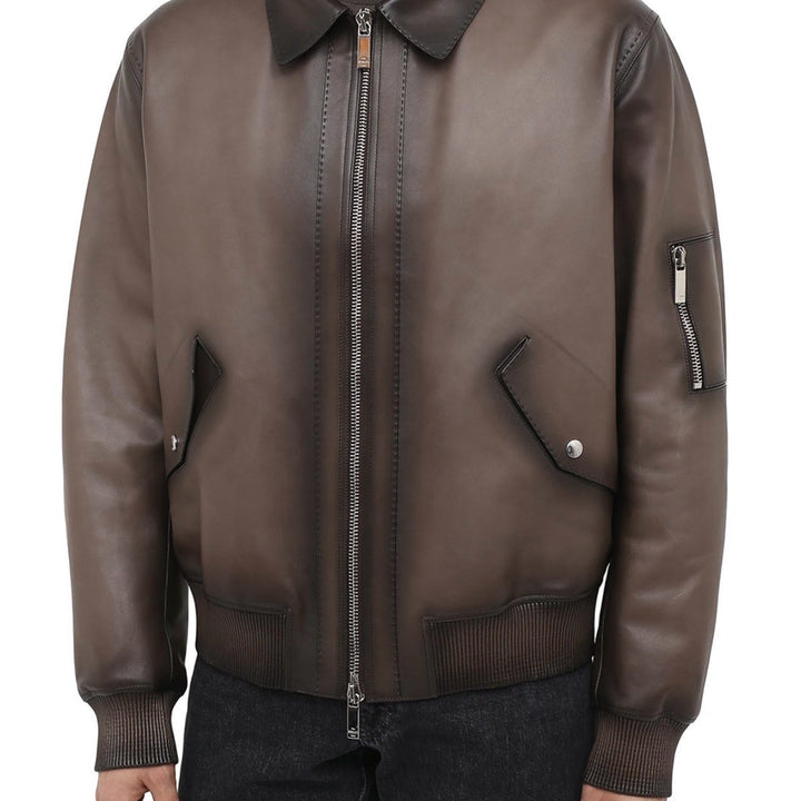 [BUNJANG] Berluti Calfskin Leather Bomber Jacket / (A+/48) / 벨루티 카프스킨 레더 봄버 자켓