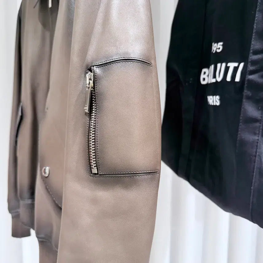[BUNJANG] Berluti Calfskin Leather Bomber Jacket / (A+/48) / 벨루티 카프스킨 레더 봄버 자켓