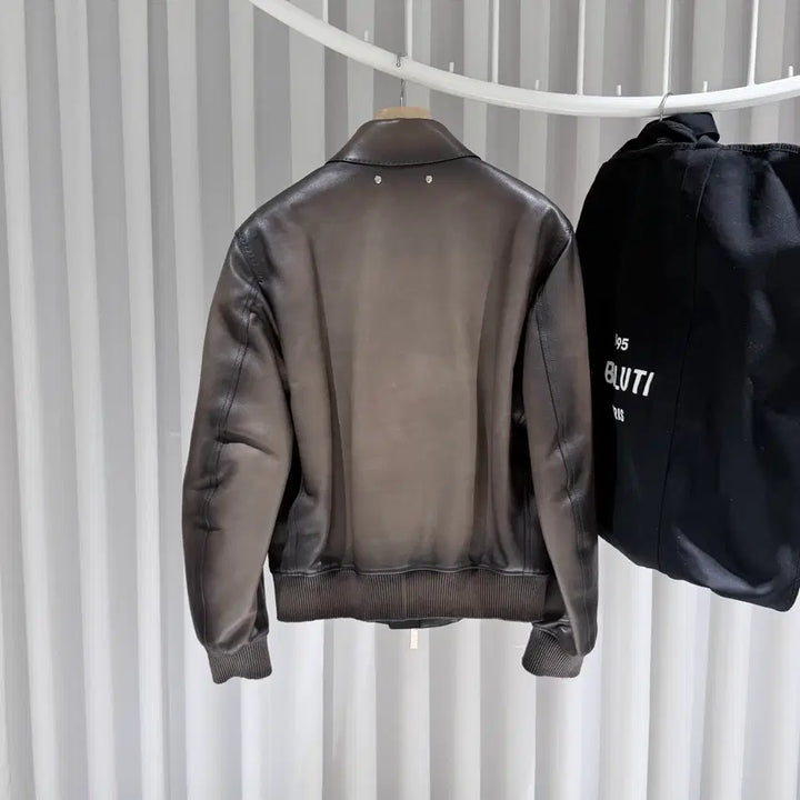 [BUNJANG] Berluti Calfskin Leather Bomber Jacket / (A+/48) / 벨루티 카프스킨 레더 봄버 자켓