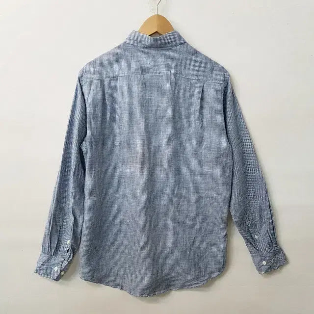 [BUNJANG] Uniqlo Linen 100% Checkered Shirt Navy / 유니클로 린넨 100% 잔체크 셔츠 네이비