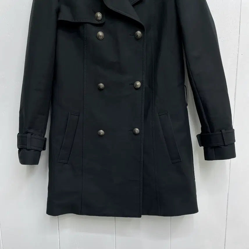 [BUNJANG] Zadig & Voltaire Double Breasted Trench Coat Black / 쟈딕앤볼테르 더블 트렌치 코트 세미슬림핏 블랙