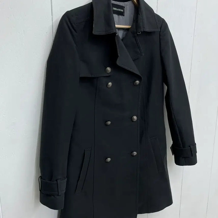 [BUNJANG] Zadig & Voltaire Double Breasted Trench Coat Black / 쟈딕앤볼테르 더블 트렌치 코트 세미슬림핏 블랙