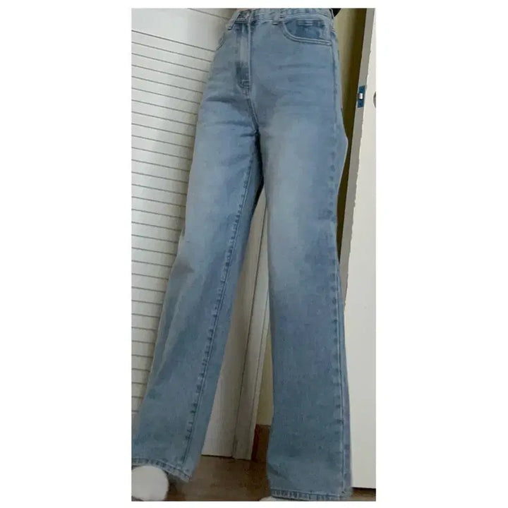 [BUNJANG] Light Wash Straight Wide Leg Denim Pants / 연청 데님 일자 와이드 팬츠 청바지