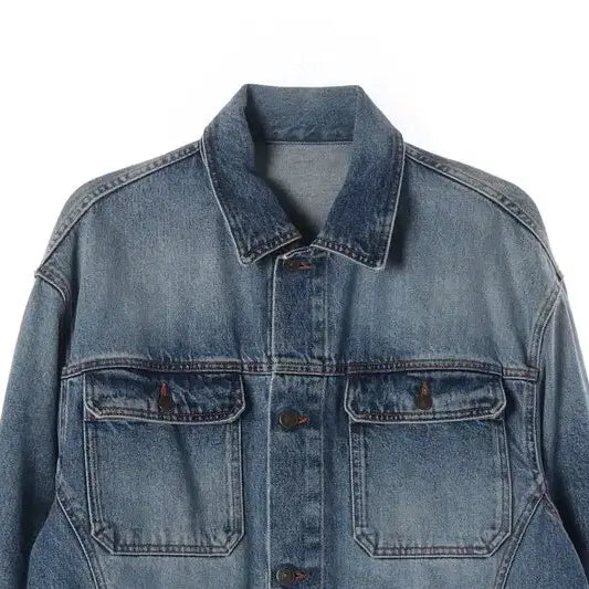 [BUNJANG] Oversized Washed Denim Trucker Jacket / 오버사이즈 워싱 데님 트러커 자켓