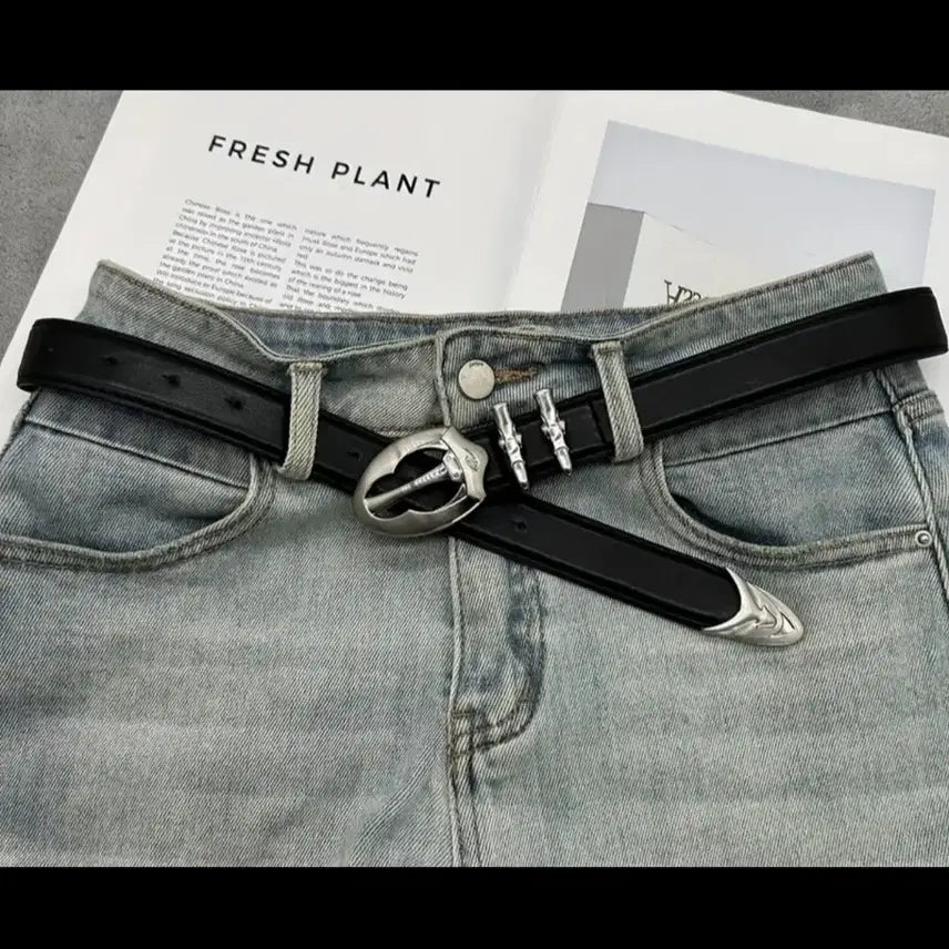[BUNJANG] H-O Studio Sapphire Leather Detail Western Belt / 정가6.9 새거쿨거택포3.2 디테일 환상디테일러 웨스턴 남자벨트(존멋)