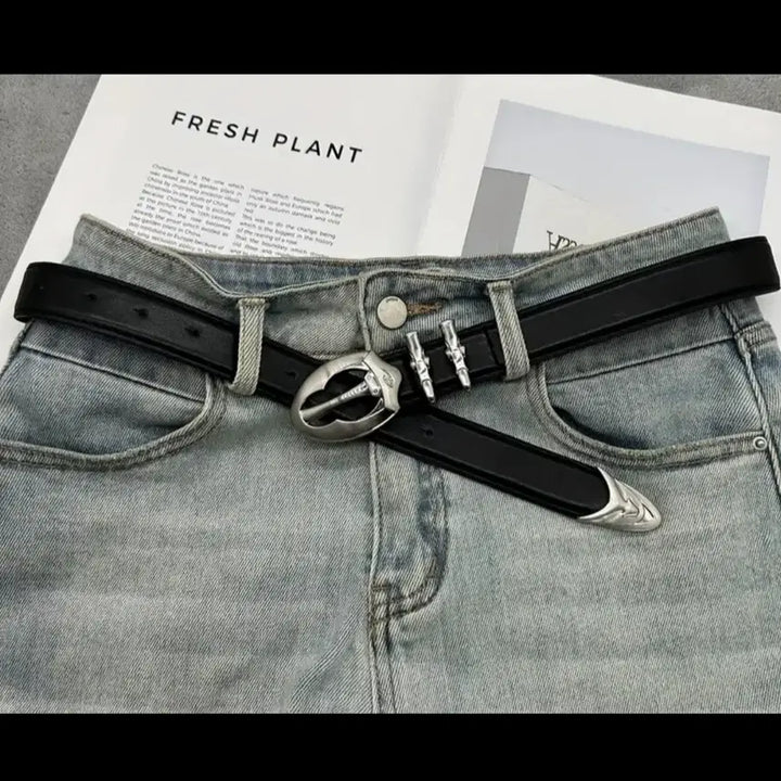 [BUNJANG] H-O Studio Sapphire Leather Detail Western Belt / 정가6.9 새거쿨거택포3.2 디테일 환상디테일러 웨스턴 남자벨트(존멋)