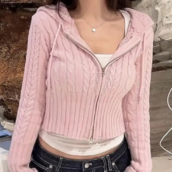 [BUNJANG] Hypnotic Two-Way Hooded Knit Zip-up / 히프나틱 투웨이 후드 니트집업