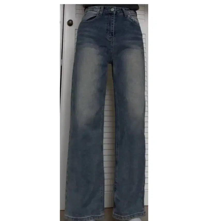 [BUNJANG] Washed Wide Leg Straight Denim Jeans / 와이드 일자 워싱 데님 팬츠 청바지