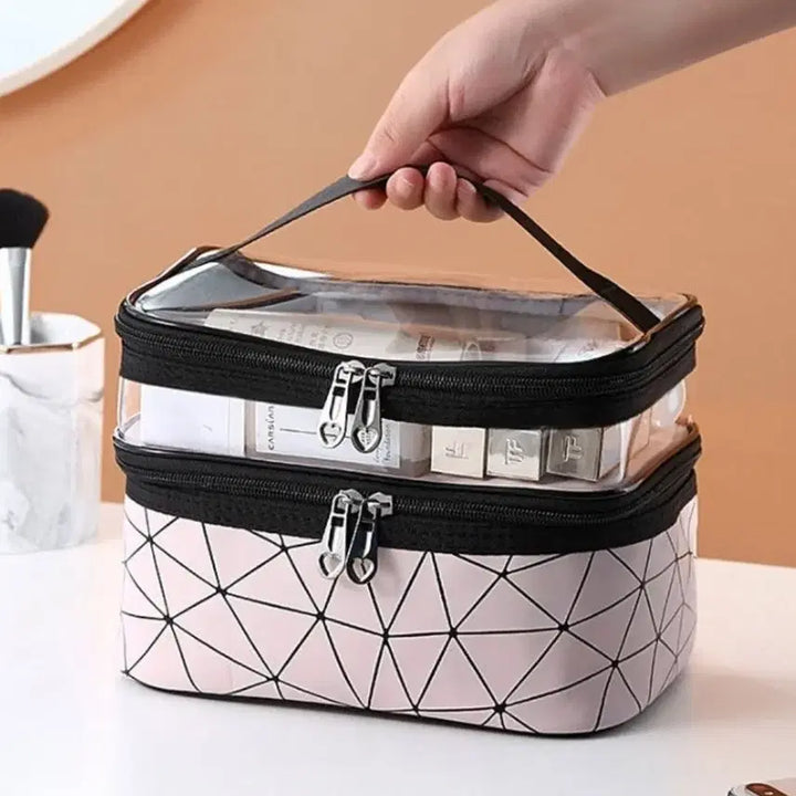 [BUNJANG] Transparent Makeup Cosmetic Pouch / 2단 투명 메이크업 화장품 파우치