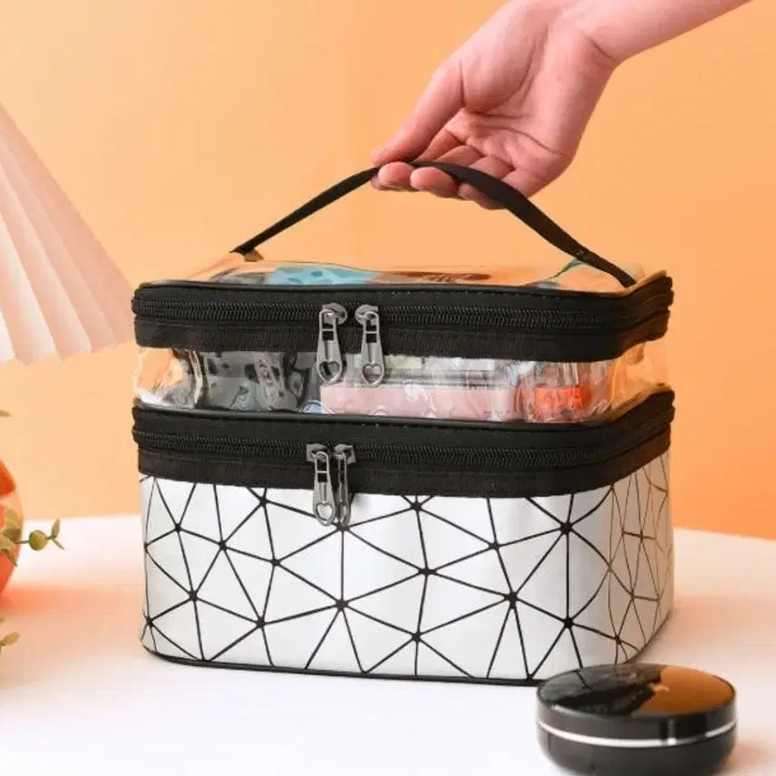 [BUNJANG] Transparent Makeup Cosmetic Pouch / 2단 투명 메이크업 화장품 파우치