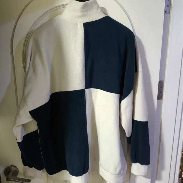 [BUNJANG] F Block Checkerboard Fleece Half Zip / 오버핏F 블럭 체커보드 후리스 반집업