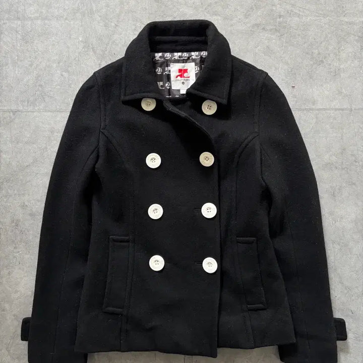 [BUNJANG] Courreges Double Breasted Pea Coat / Courreges 꾸레쥬 블랙 더블 피코트