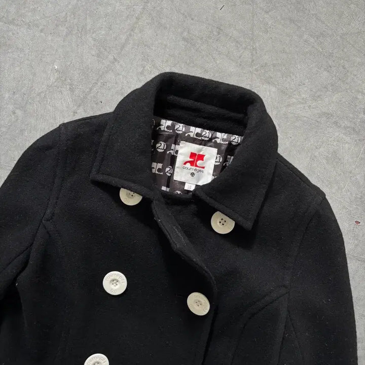[BUNJANG] Courreges Double Breasted Pea Coat / Courreges 꾸레쥬 블랙 더블 피코트