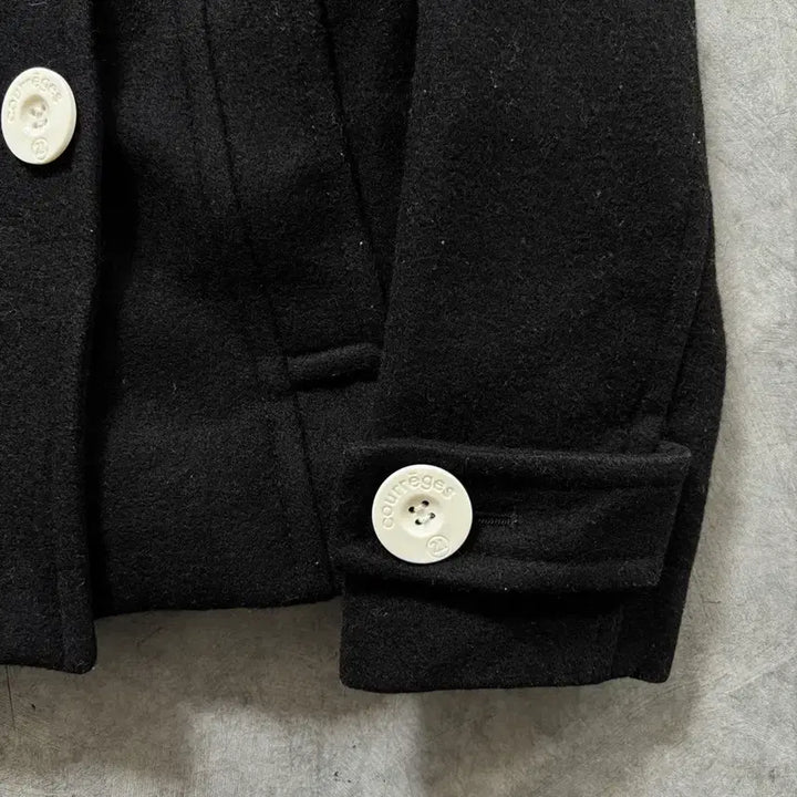 [BUNJANG] Courreges Double Breasted Pea Coat / Courreges 꾸레쥬 블랙 더블 피코트
