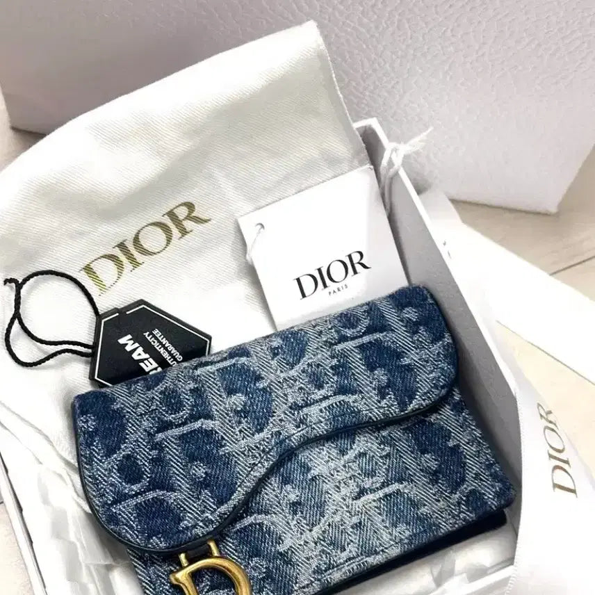 [BUNJANG] Dior Saddle Denim Oblique Jacquard Wallet / 디올 새들 데님 오블리크 자카드 지갑 풀구성
