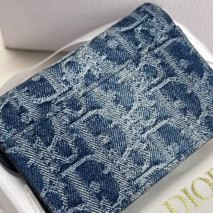 [BUNJANG] Dior Saddle Denim Oblique Jacquard Wallet / 디올 새들 데님 오블리크 자카드 지갑 풀구성