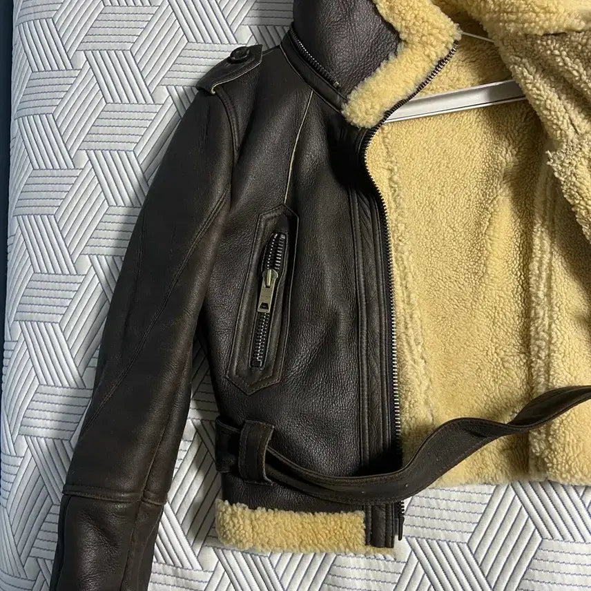 [BUNJANG] Natural Leather Mustang Jacket Brown / 천연 가죽 무스탕 자켓 브라운