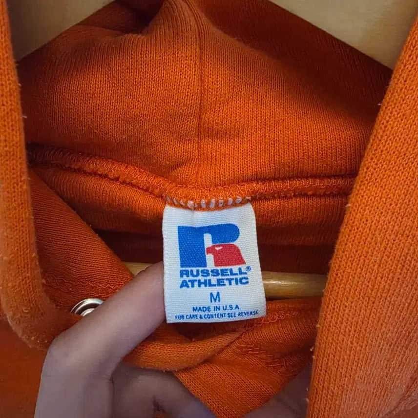 [BUNJANG] Russell Double Face Hoodie (Orange) - Size M / 빈티지 러셀 더블페이스 후드 M사이즈