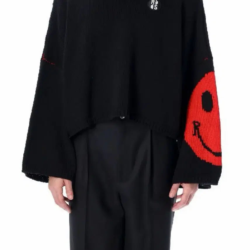 [BUNJANG] Raf Simons Smiley Sleeve Wool Knit (Cropped) / 라프시몬스 자카드 스마일리 슬리브 울니트 (크롭)
