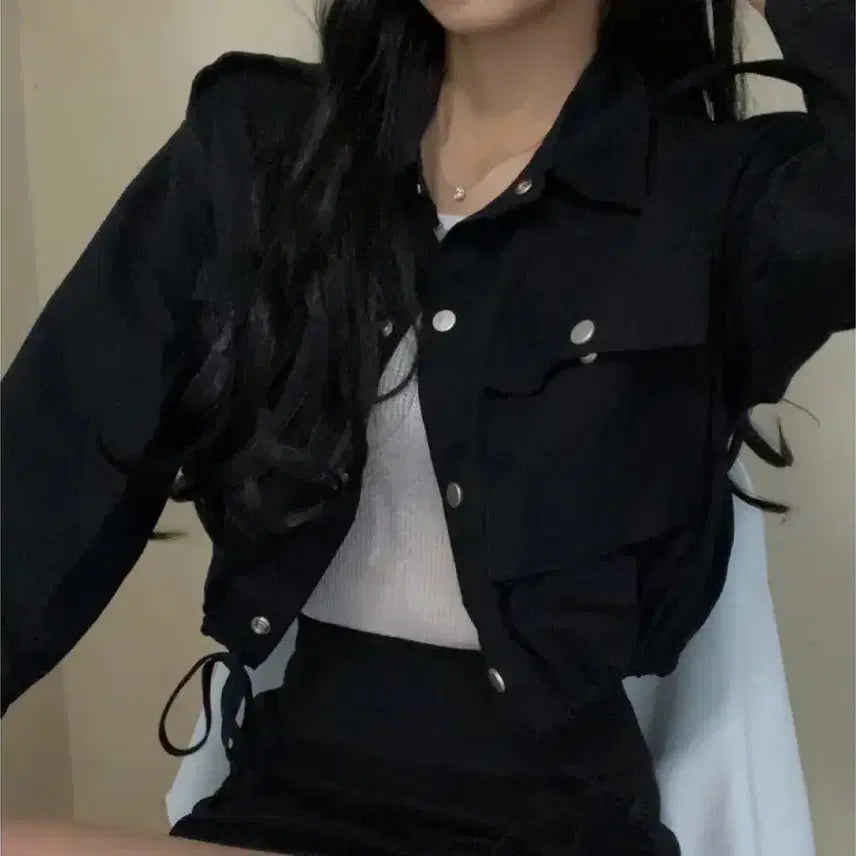 [BUNJANG] Black Cropped Jacket / 크롭 블랙 자켓