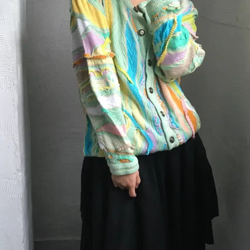 [BUNJANG] Coogi Mint Cable Cardigan / Coogi 쿠지 민트 케이블 가디건