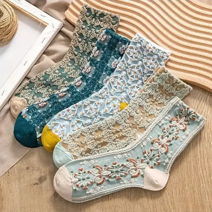 [BUNJANG] Embroidered Socks Set / 입체양말5세트(새상품)