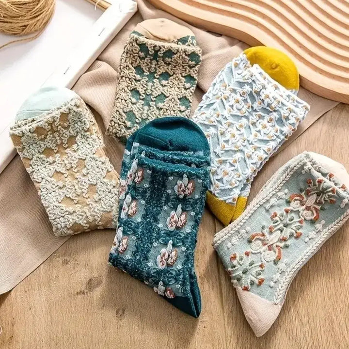 [BUNJANG] Embroidered Socks Set / 입체양말5세트(새상품)