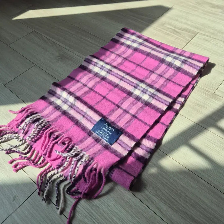 [BUNJANG] Johnstons 100% Cashmere Pink Check Scarf / 존스톤스 100% 캐시미어 핑크 체크 머플러 (영국 구입)