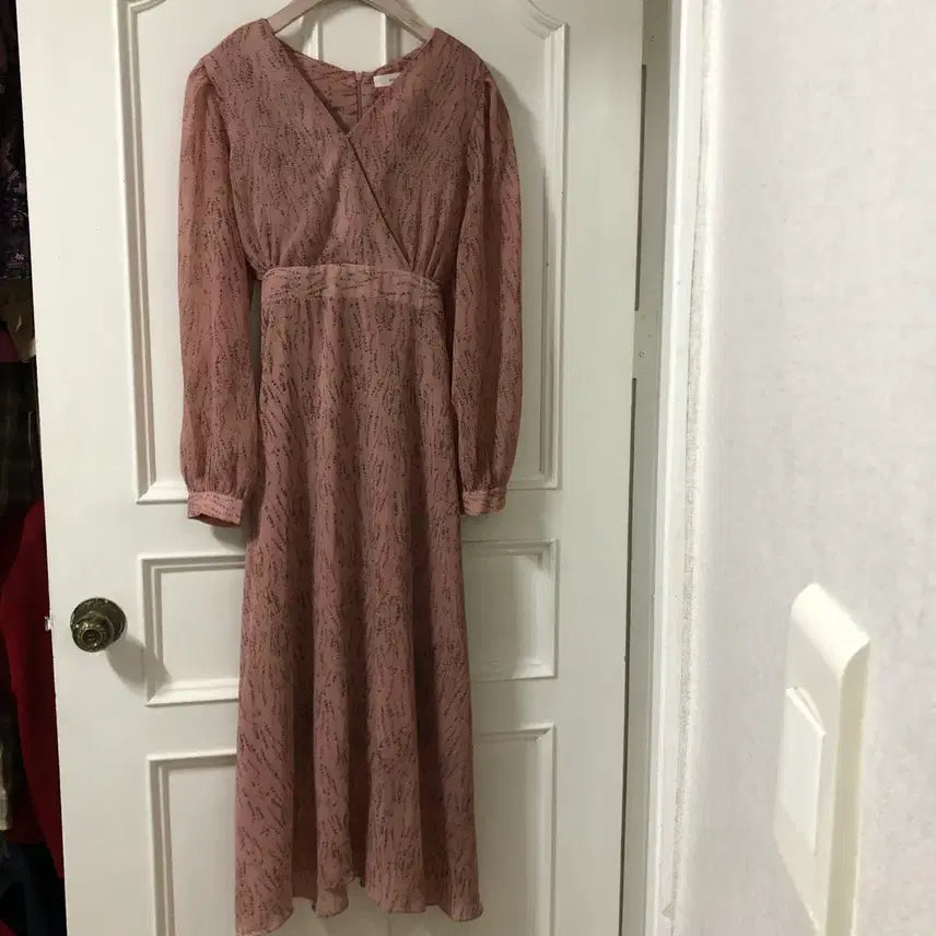 [BUNJANG] Benito Pink Ribbon Back Long Dress for Guests / 베니토 랩 핑크 뒷리본 단아 롱 원피스 결혼식 하객룩