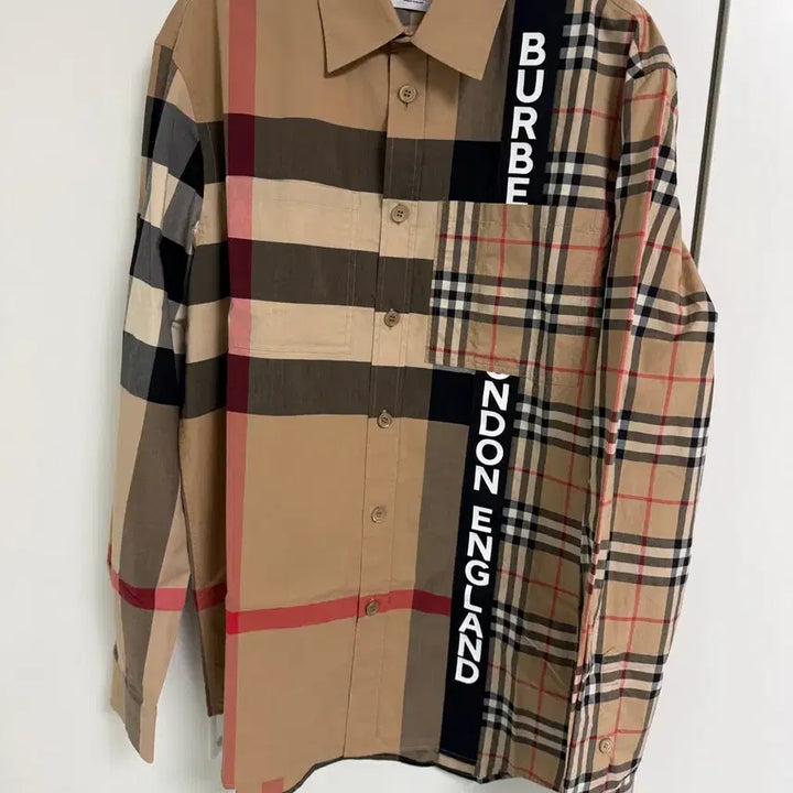 [BUNJANG] Burberry Patchwork Check Shirt / 버버리 로고 패치워크 체크 셔츠