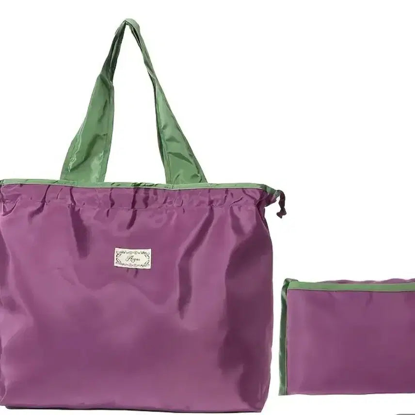 [BUNJANG] Purple/Green Foldable Tote Bag / 보라색/녹색 접이식 가방(새상품)