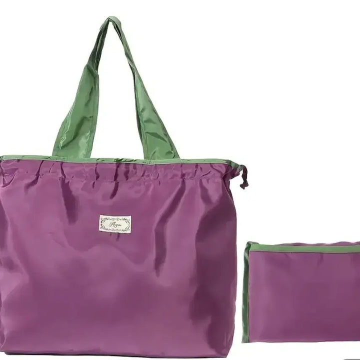 [BUNJANG] Purple/Green Foldable Tote Bag / 보라색/녹색 접이식 가방(새상품)