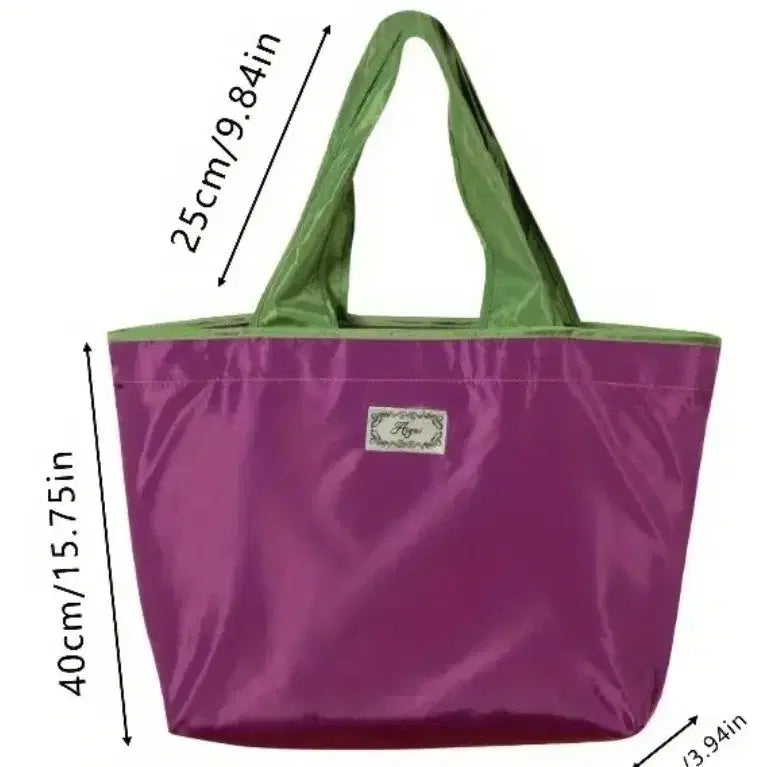 [BUNJANG] Purple/Green Foldable Tote Bag / 보라색/녹색 접이식 가방(새상품)