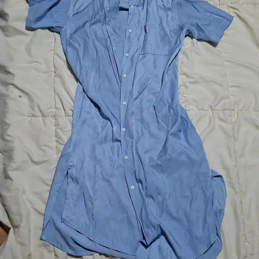 [BUNJANG] Sky Blue Shirt Long Dress / 하늘색 셔츠원피스