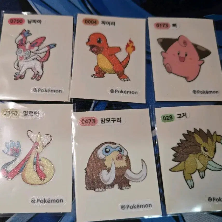 [BUNJANG] Pokemon Tteokbokki Stickers Bundle Set / 포켓몬 띠부씰 님피아 밀로틱 파이리 삐 맘모꾸리 고지