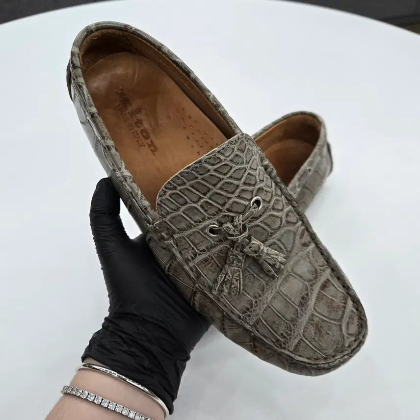 [BUNJANG] Kiton Alligator Exotic Leather Loafers / 키톤 엘리게이터 이그조틱 악어 로퍼 구두 7size
