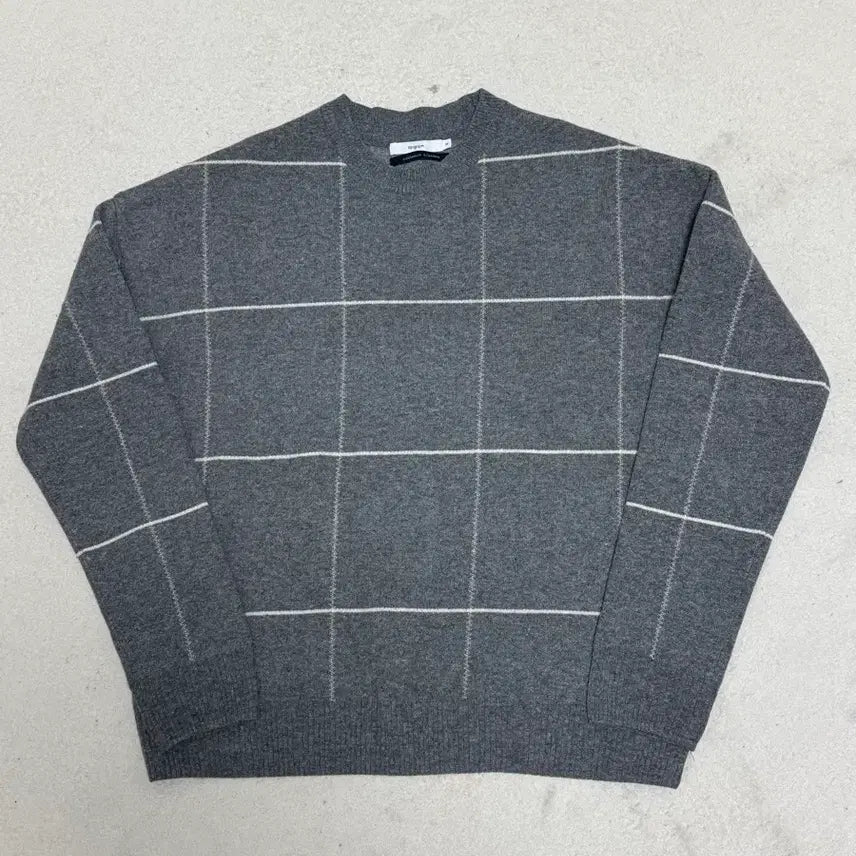 [BUNJANG] Epigram Cashmere Gray Check Knit Sweater M / 에피그램 캐시미어 회색 체크 니트 스웨터 M