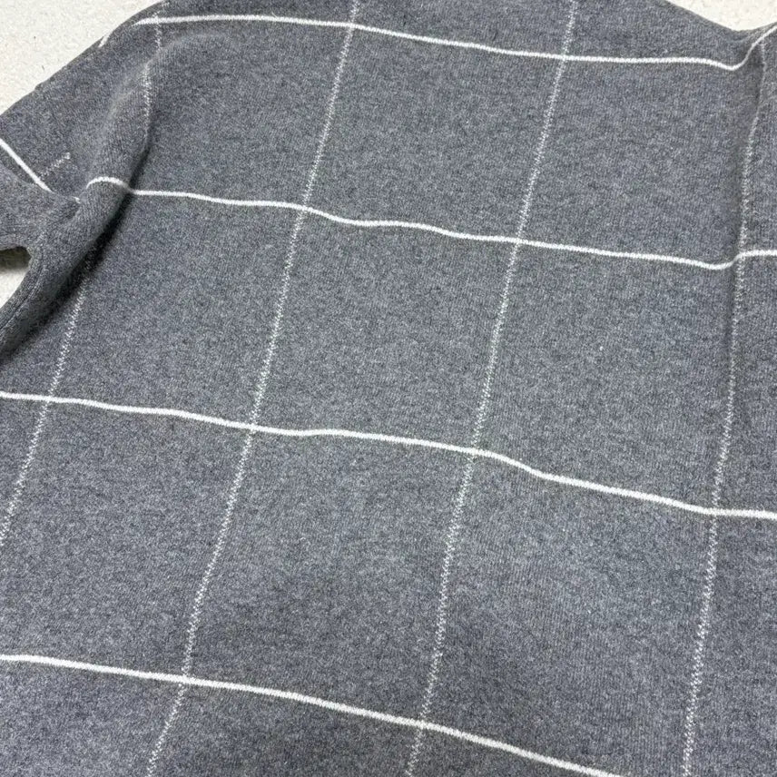 [BUNJANG] Epigram Cashmere Gray Check Knit Sweater M / 에피그램 캐시미어 회색 체크 니트 스웨터 M