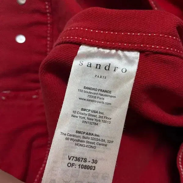 [BUNJANG] Sandro Homme Red Trucker Denim Jacket / 산드로 옴므 레드 트러커 데님 자켓 PN8169